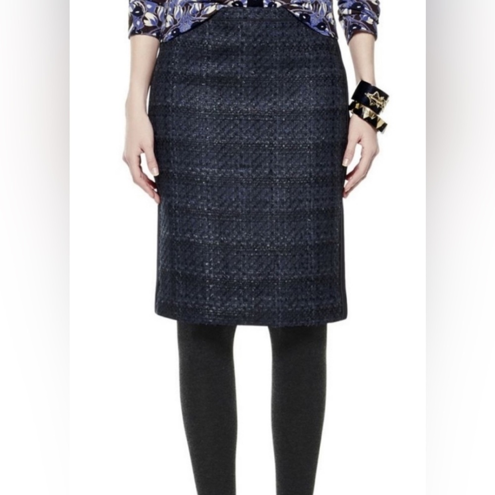 Tory Burch Drew shimmer navy blue pencil skirt